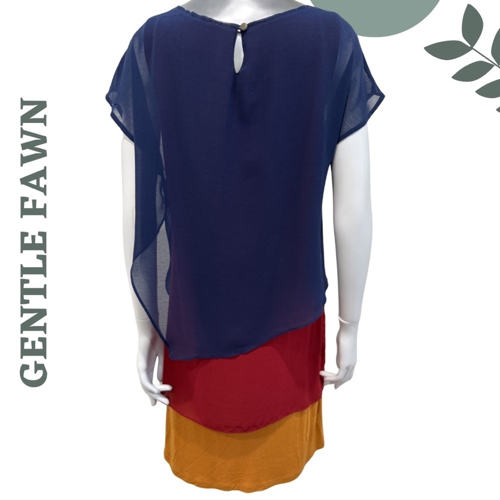 Gentle Fawn Layered Chiffon Dress Navy Medium - Picture 5 of 8